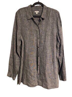 J. Jill Love Linen Essential Shirt Women’s XL Tall Gray Button Up Shacket Casual